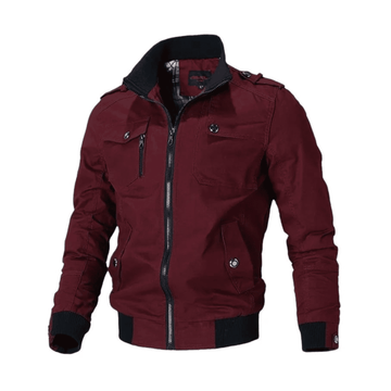 Stylish winter men's jacket with stand collar and slim fit