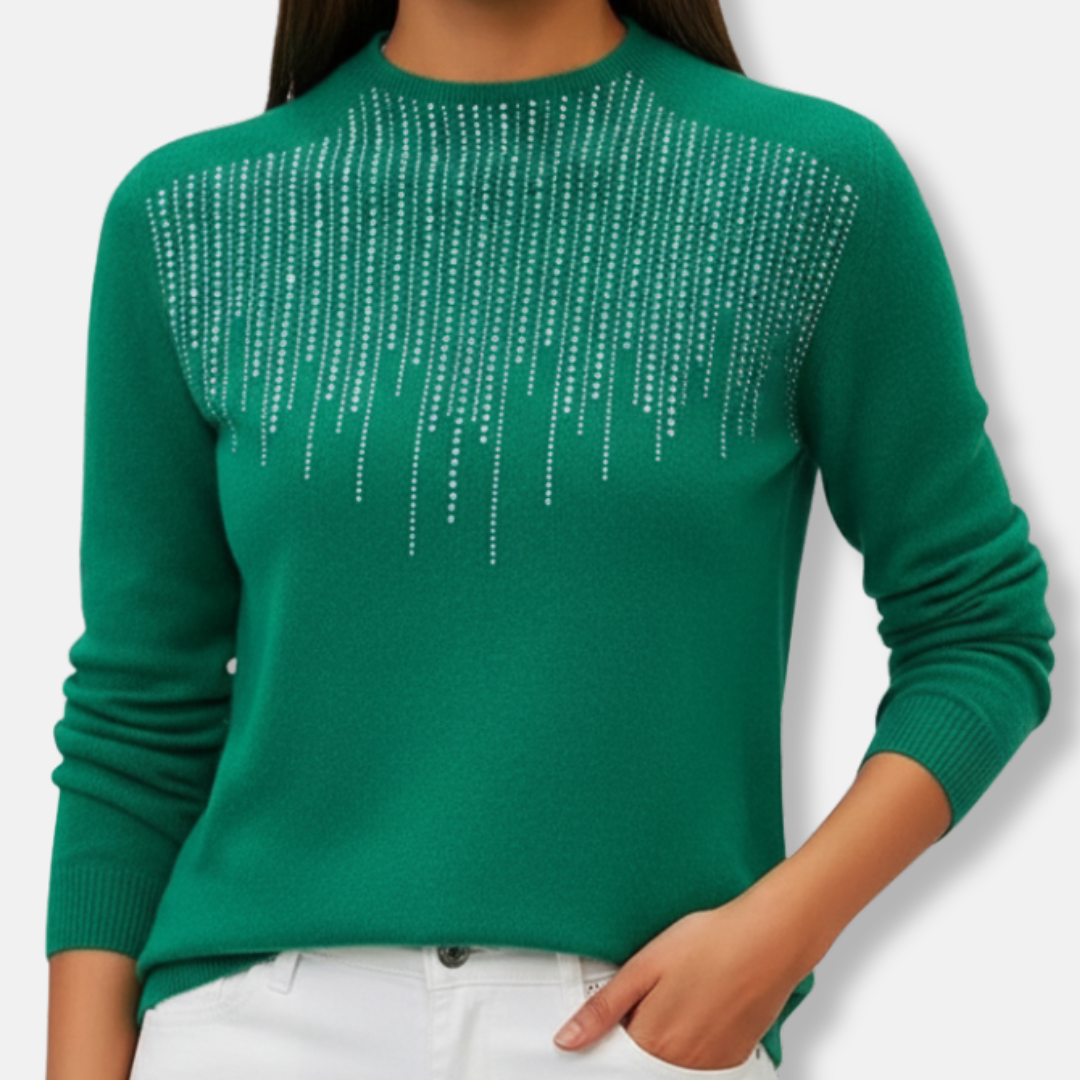 Isla Ribbed Semi-Turtleneck Sweater | Sequined Regular Fit Sweater