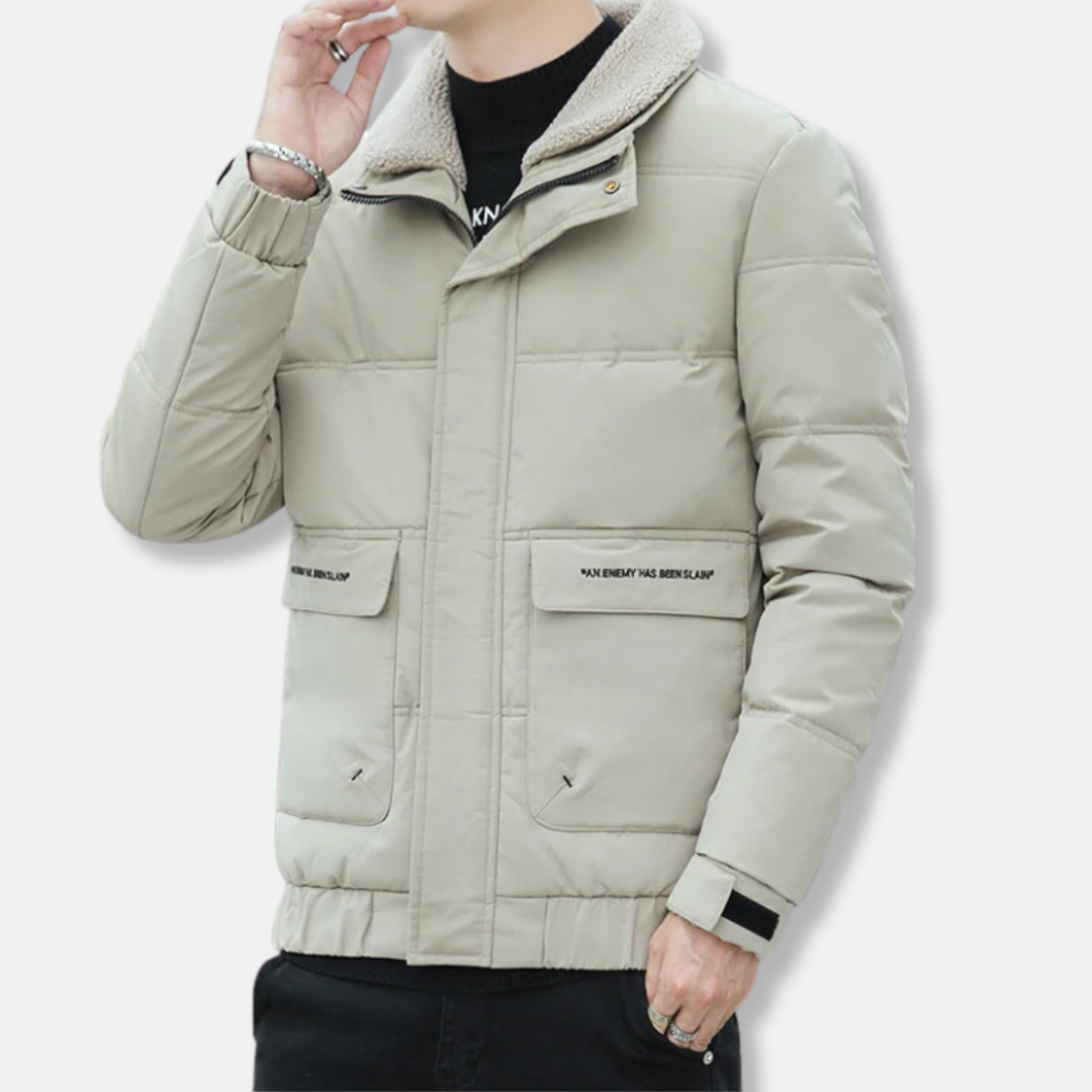 Benjamin Puffer Jacket | Quilted Faux Shearling Collar Jacket
