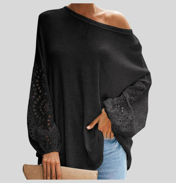 Off-the-shoulder top with lace sleeves for women