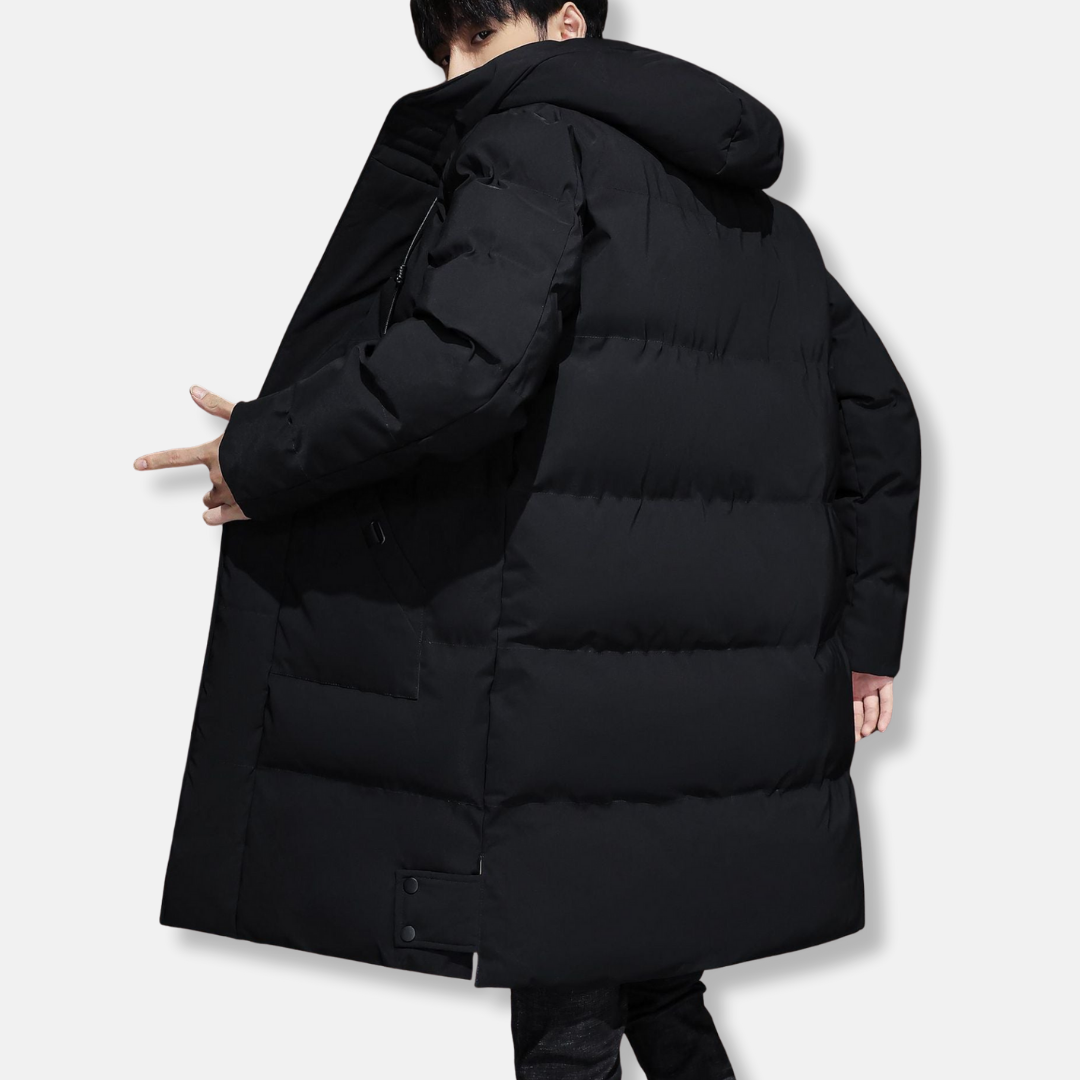 Men’s Coat - Quilted Insulated - Relaxed Fit - Mid-Thigh Length - Hooded