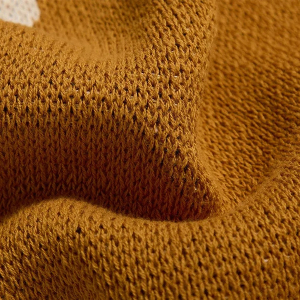 Knitted Jacquard Floral Throw Blanket