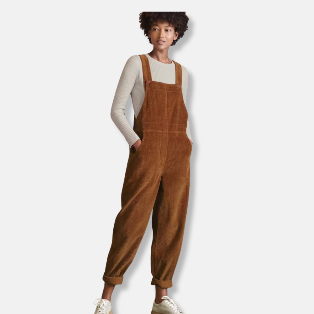 Women’s Overalls – Corduroy – Relaxed Fit – Adjustable Straps – Patch Pockets – Cuffed Hem