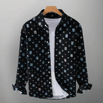 Men's abstract printed button-down shirt for casual statement