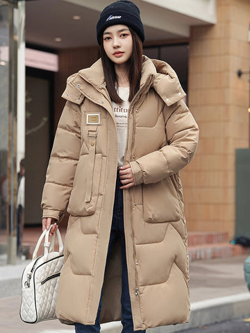 Elegant warm long coat for women with long sleeves