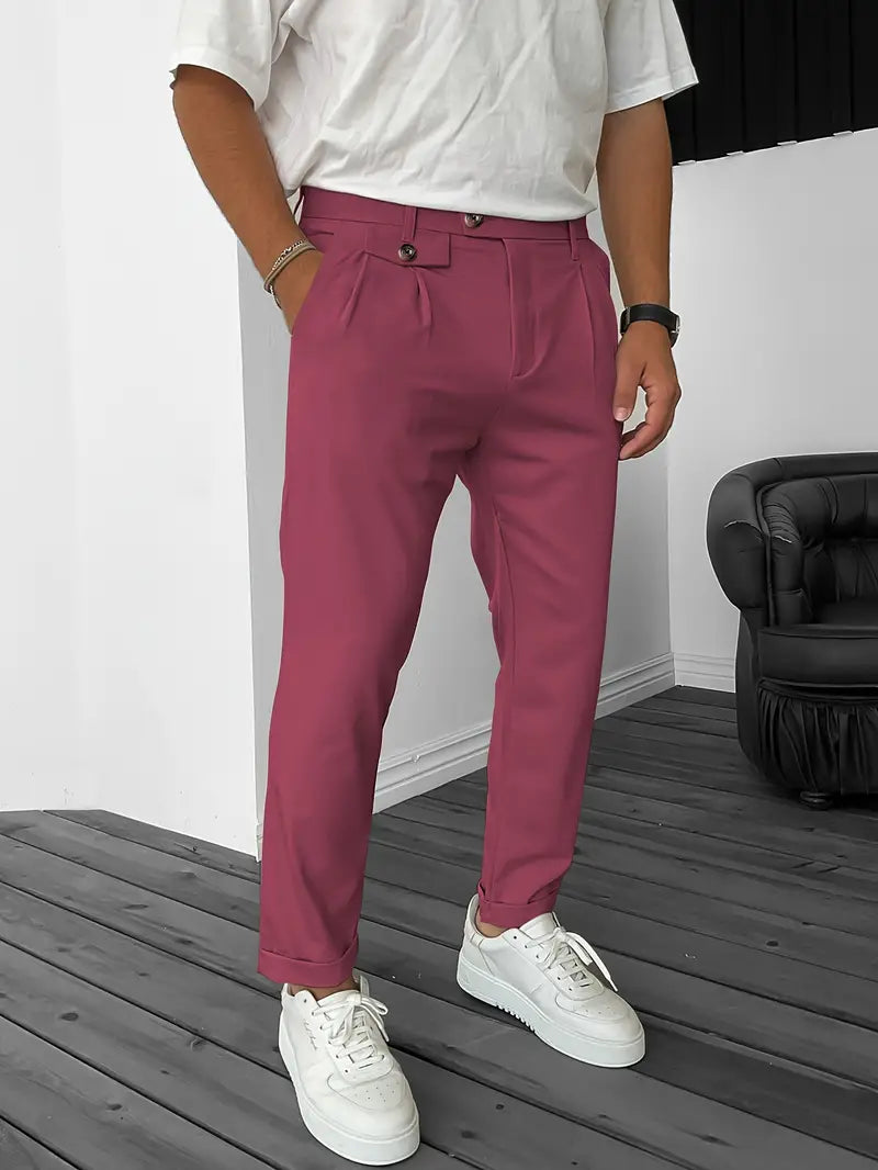 Men's slim fit pleated dress pants for everyday wear