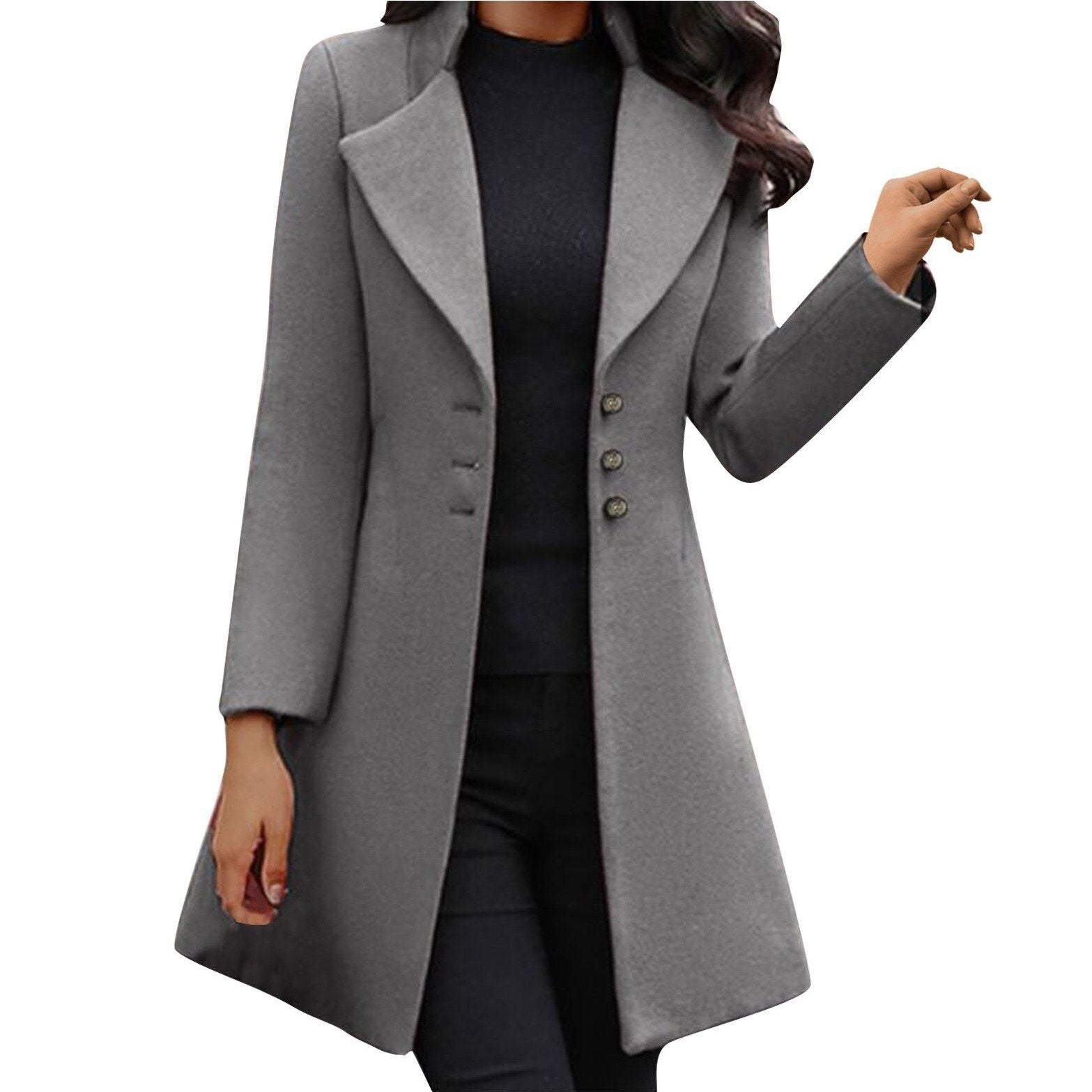 Women's sleek buttoned coat for timeless elegance