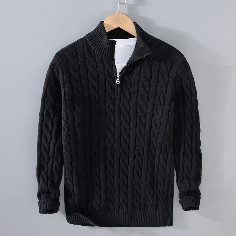 Men's cable knit half-zip sweater