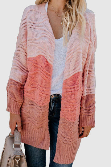 Zinnia - color block textured open front cardigan