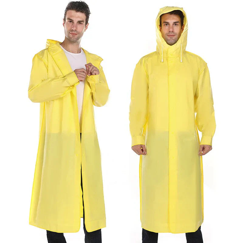 Men's long hooded waterproof raincoat