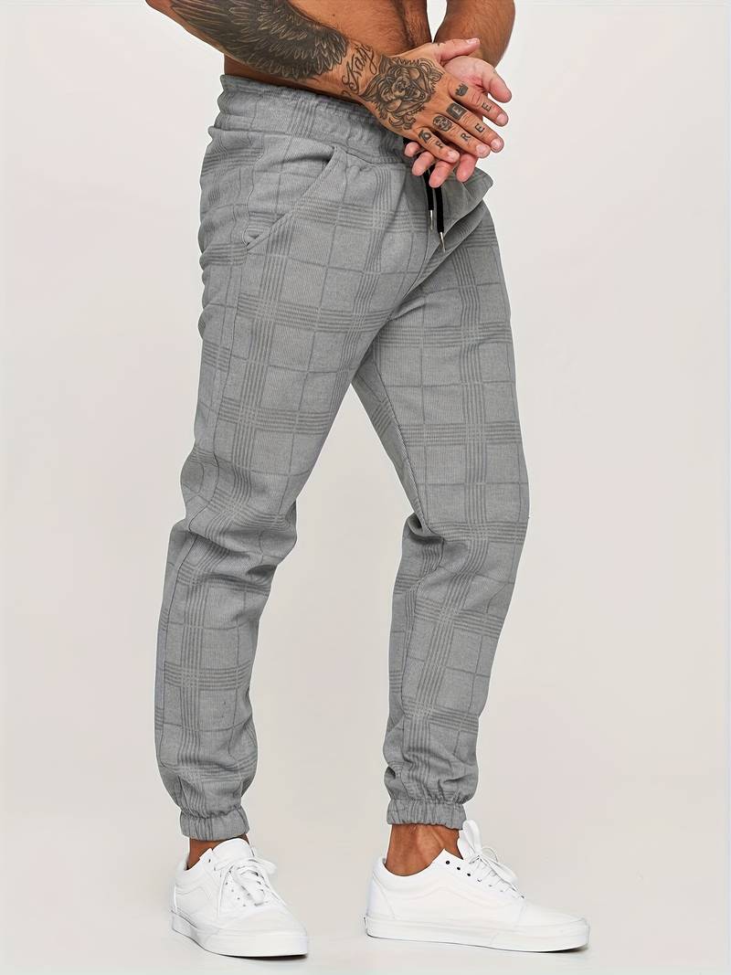 Men’s plaid print casual pants