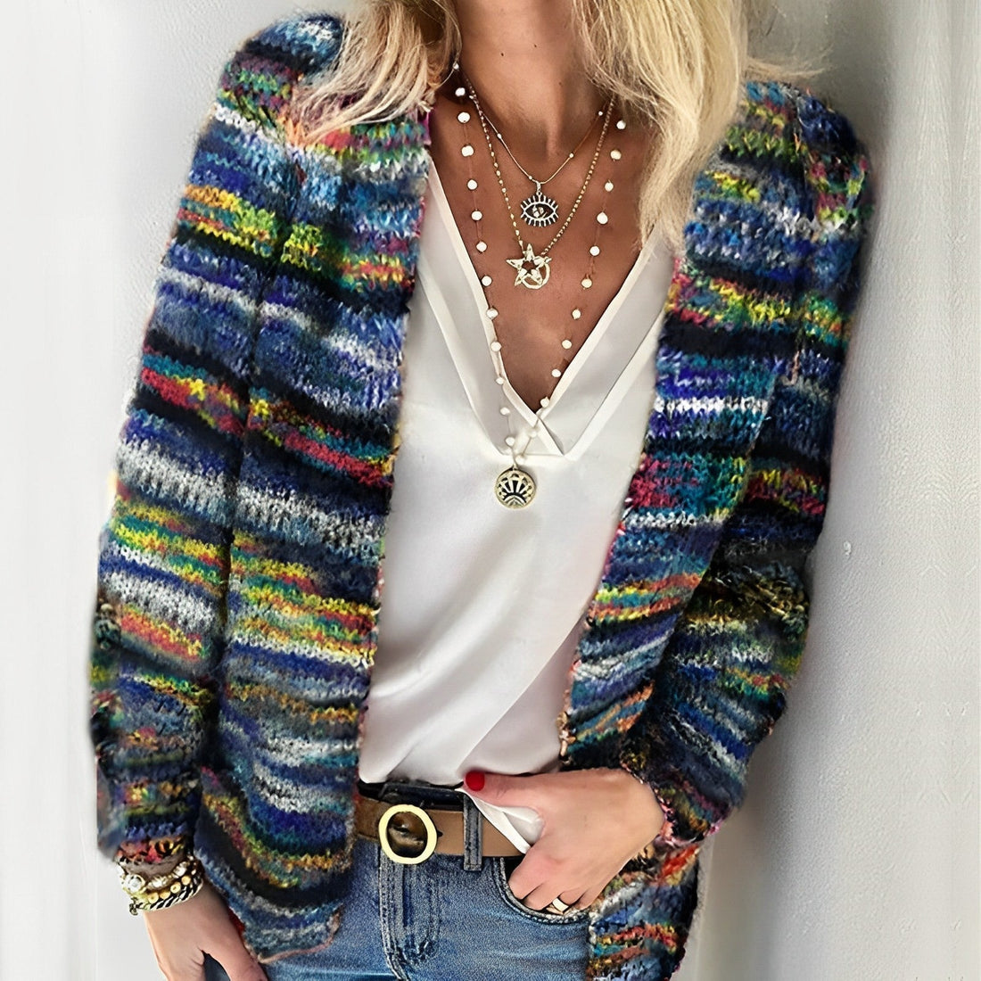 Women's multicolored knit cardigan