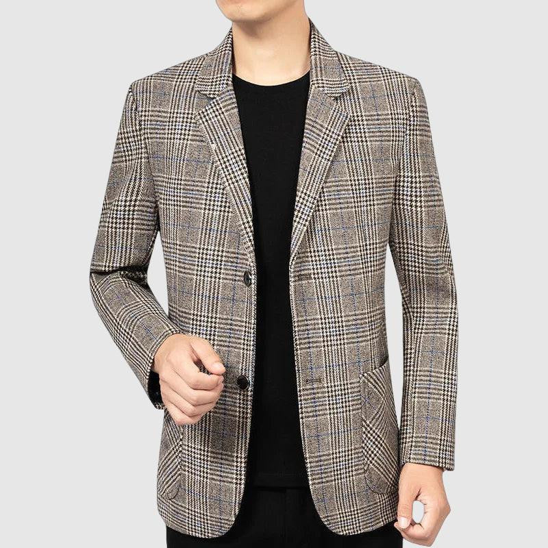 Light business plaid pattern suit jacket for men