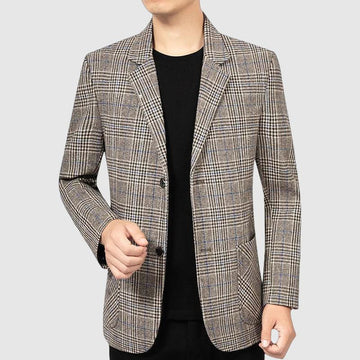 Light business plaid pattern suit jacket for men