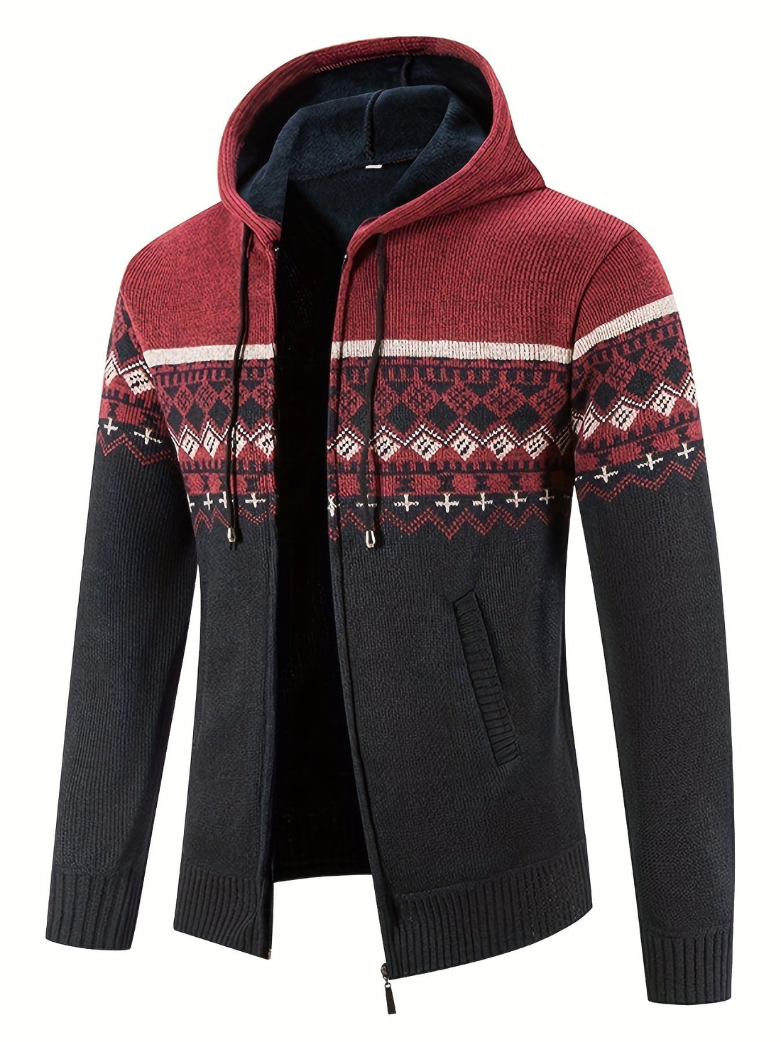 Men's casual hooded knit cardigan