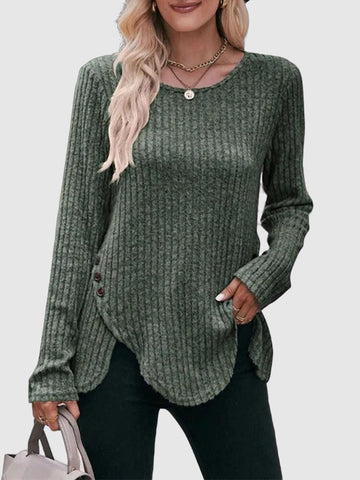 Lena - green knitted shirt with button details