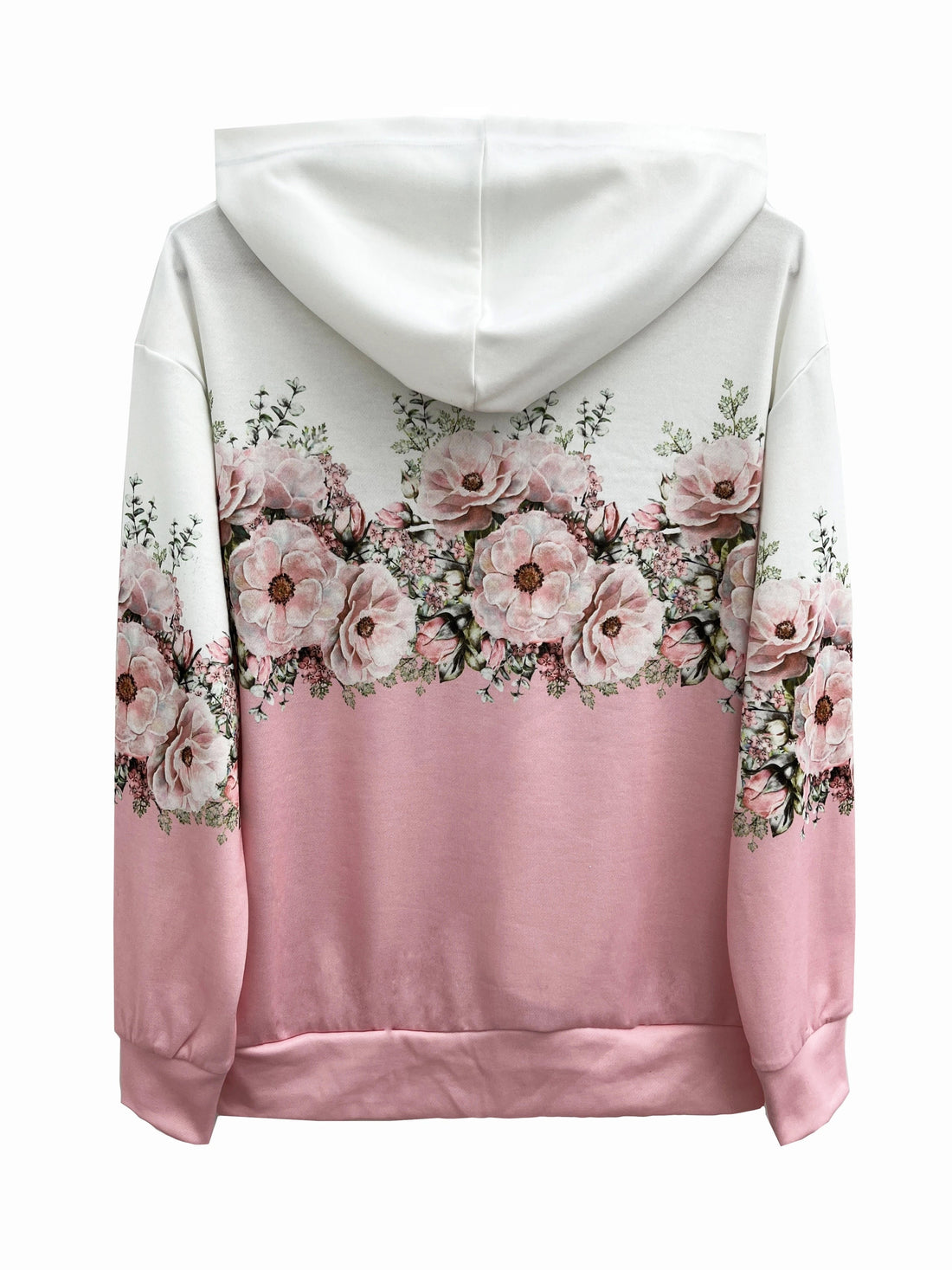 Ombre floral print hooded drawstring for women