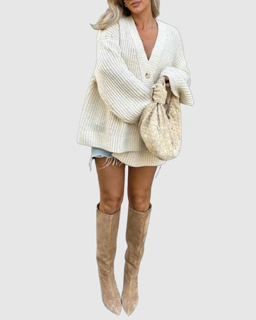 Women's knit cardigan with asymmetrical hem