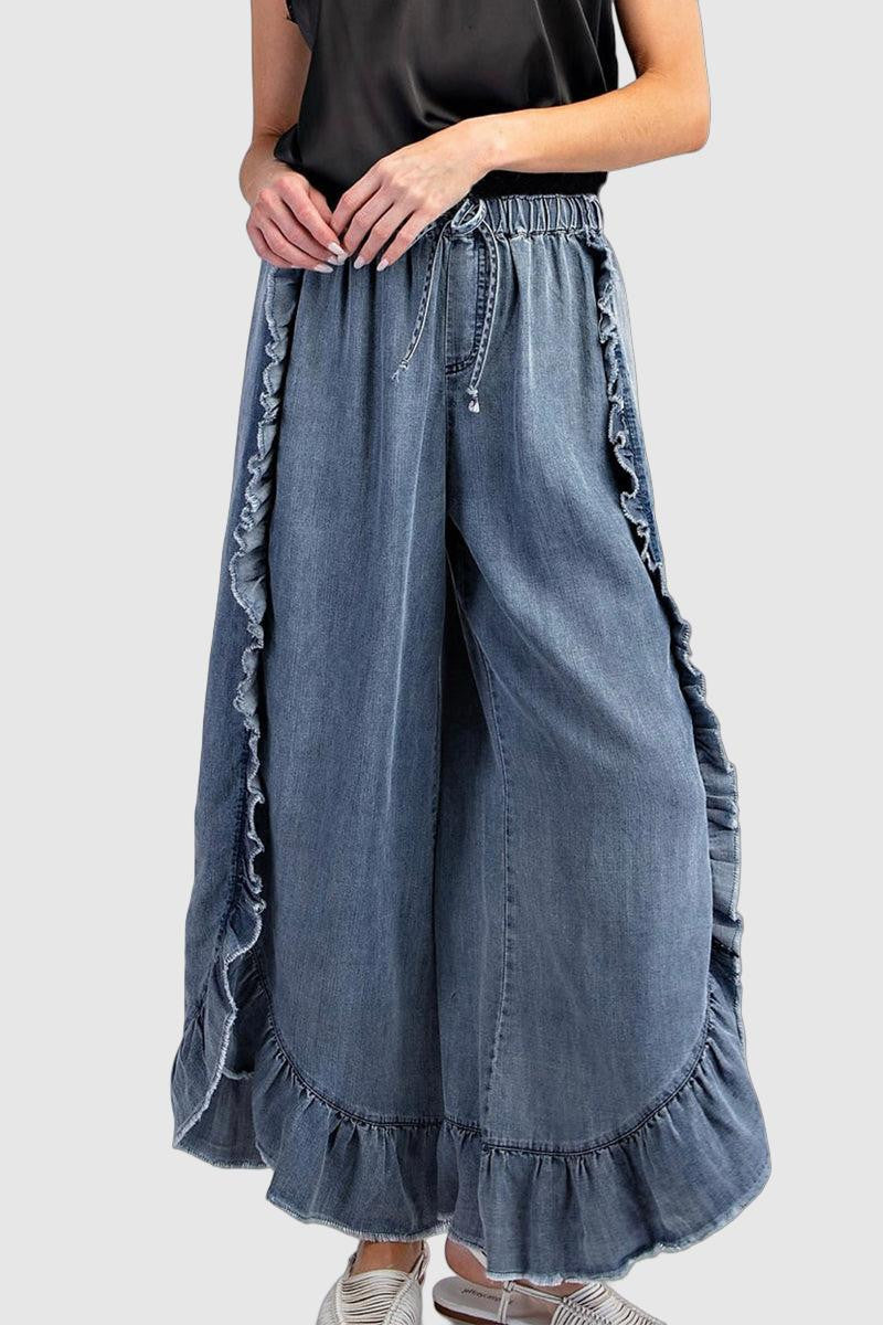 Sia -  ruffled high waist loose denim jeans