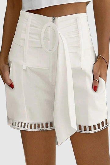 Jasmin - casual print pocket high waist shorts