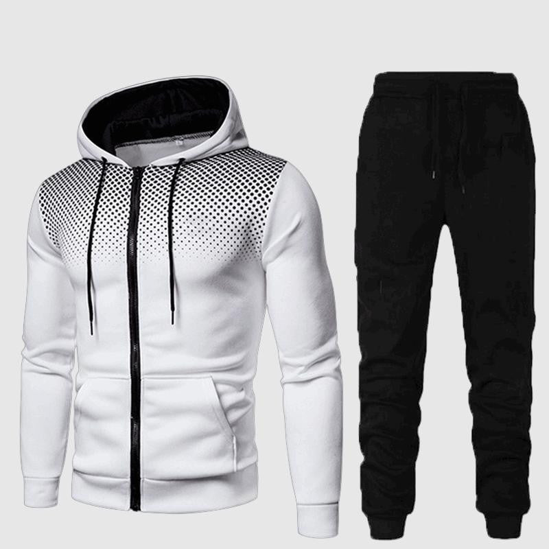 Men's two-piece tracksuit with zippered hoodie