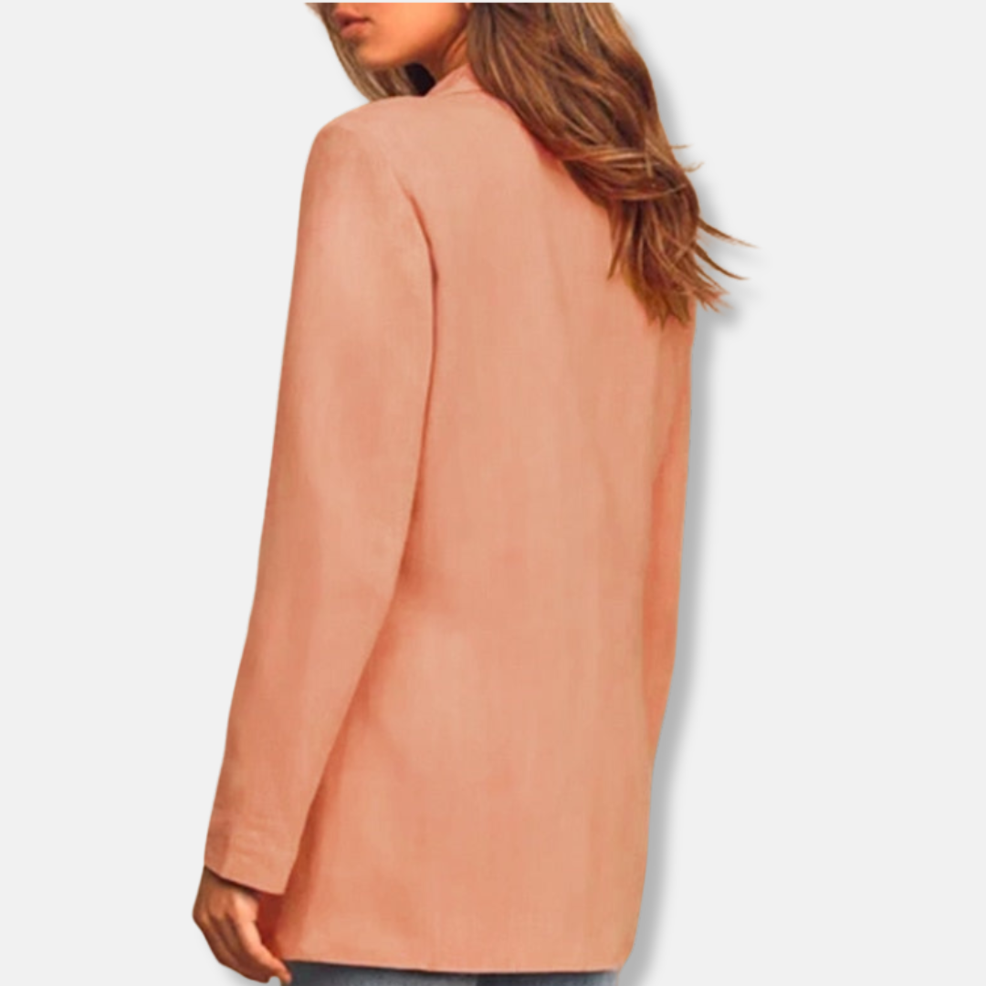 Grace Linen Double-Breasted Blazer | Relaxed Fit Hip-Length Blazer