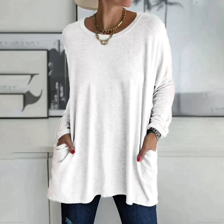 Women's loose crew neck with long sleeves and pockets