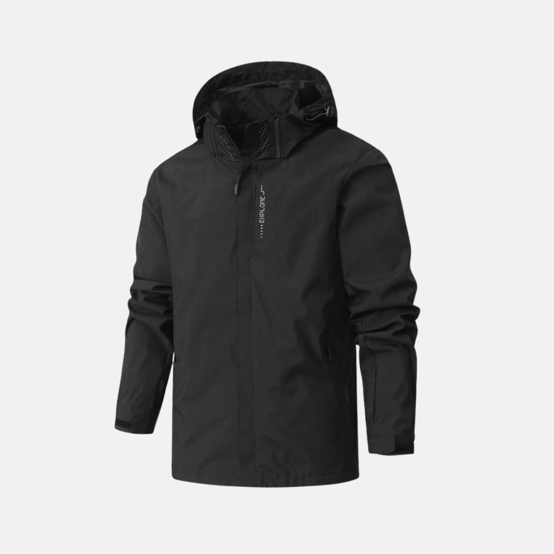 Men’s Outdoor Jacket – Weather-Resistant – Adjustable Hood – Zipper Pockets – Regular Fit