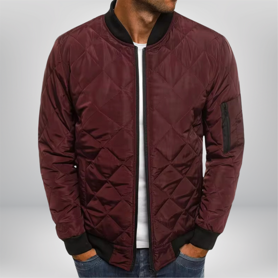 Men's quilted bomber jacket for casual cool weather style