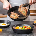Textured Cast Iron Dual Spout Frying Pan