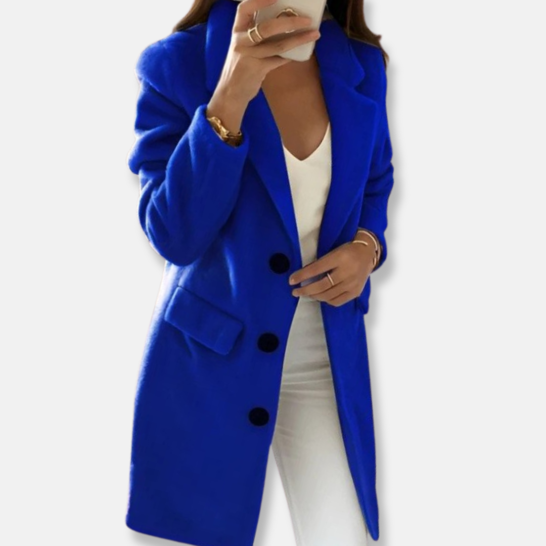 Olivia Cotton Blazer Coat | Straight Fit Mid-Length Coat