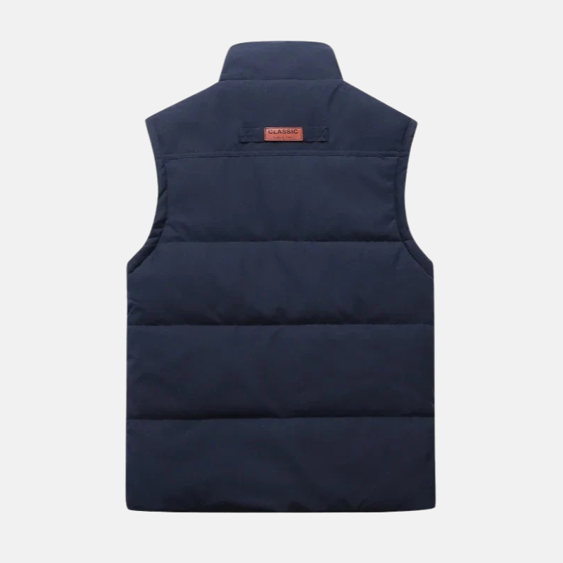 Men’s Vest - Quilted Texture - Stand-Up Collar - Snap Button Pockets