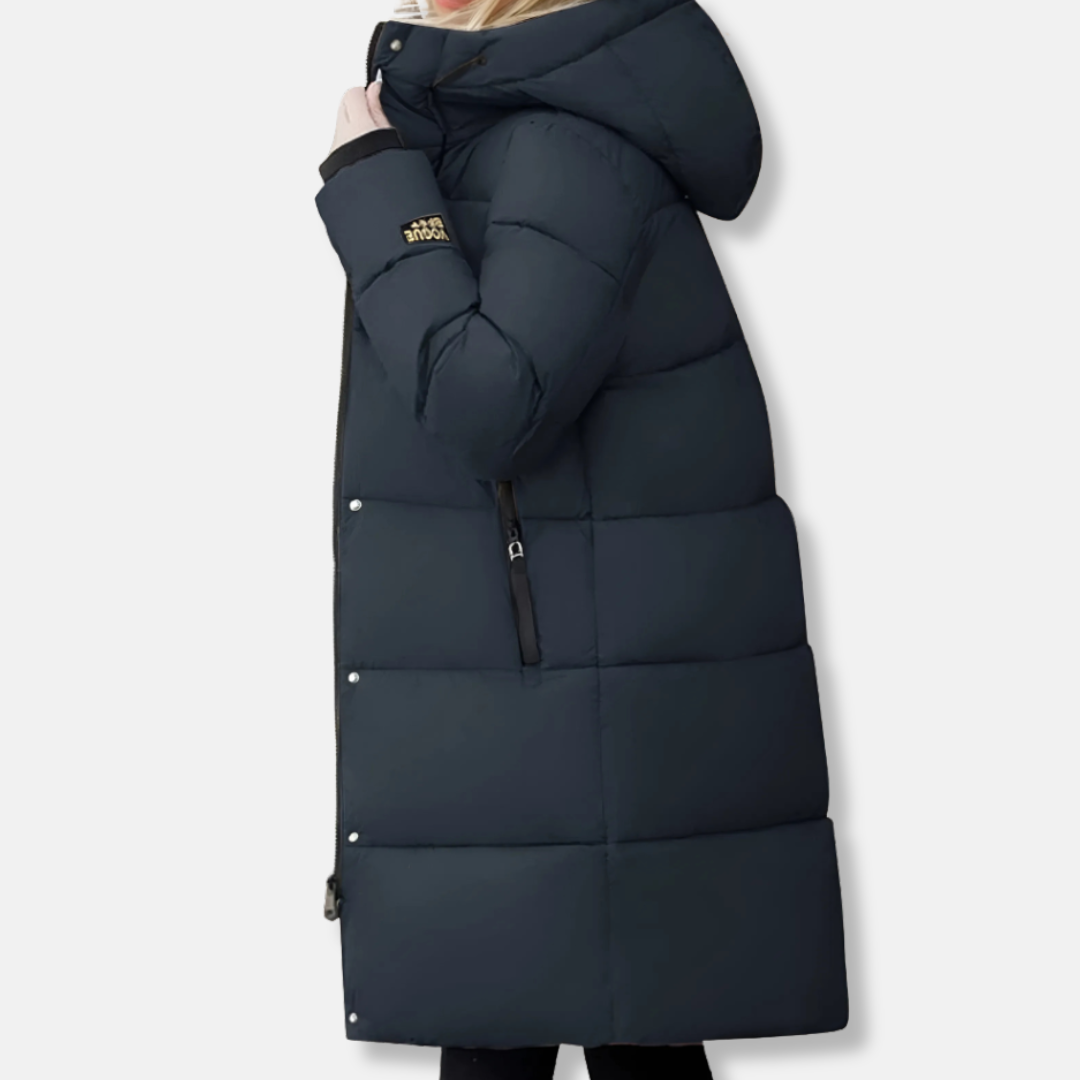 Women’s Puffer Coat – Quilted Insulated Shell – Oversized Fit – Hooded Long Jacket