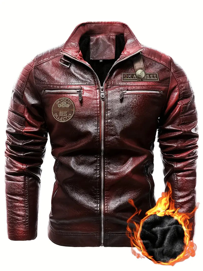 Men's faux leather biker jacket