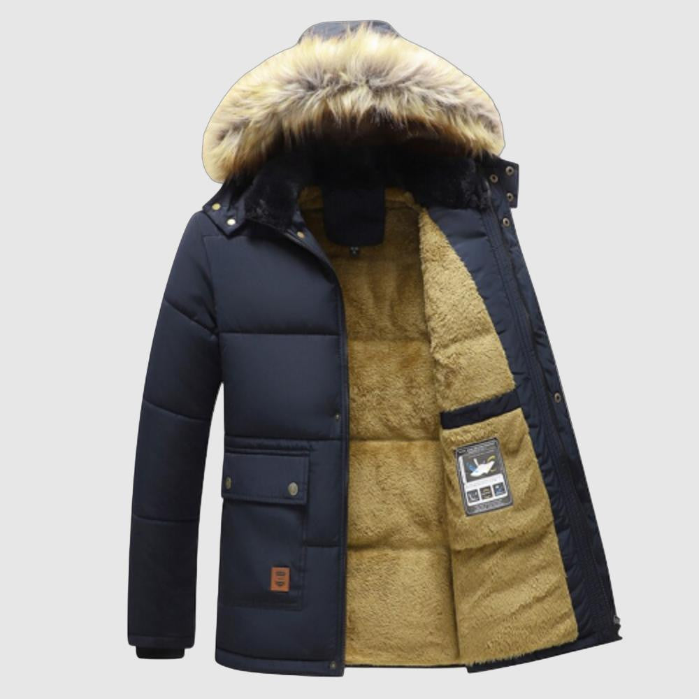 Men's Warm Winter Parka with Fur Hood - Insulated Jacket for Extreme Cold Weather