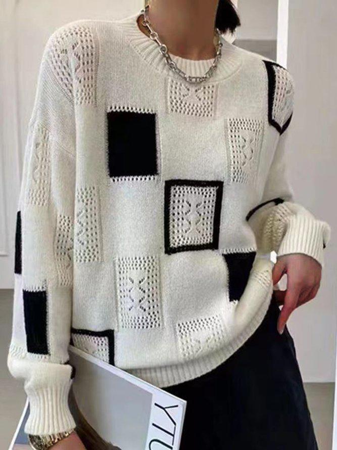 Women's Casual Knit Sweater with geometric pattern