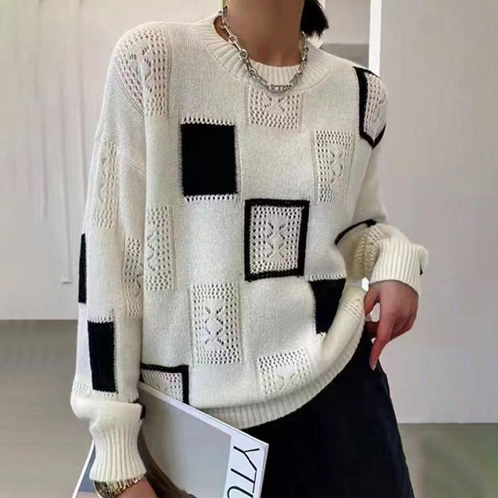 Women's Casual Knit Sweater with geometric pattern