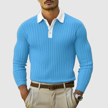 Men's casual colorblock lapel slim fit polo shirt