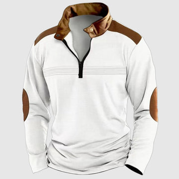 Long-sleeved sports polo shirt with zipper decoration for men