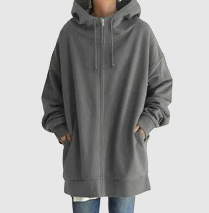 Women's oversized zip-up hoodie for cozy comfort