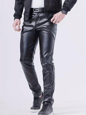 Faux leather skinny pants for men