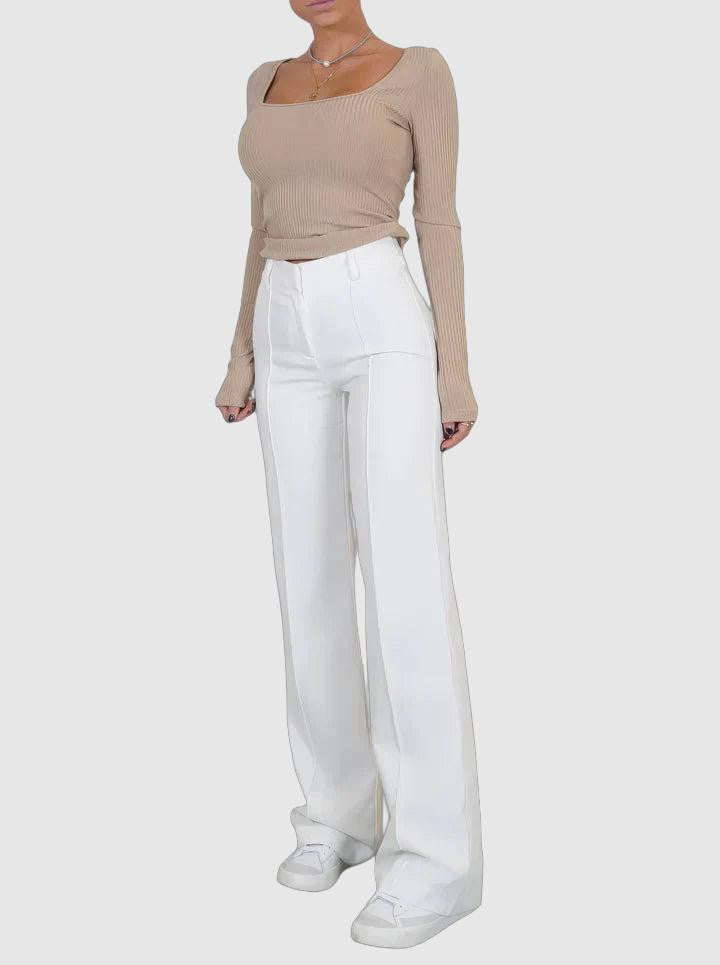 Women's high waist casual straight pants