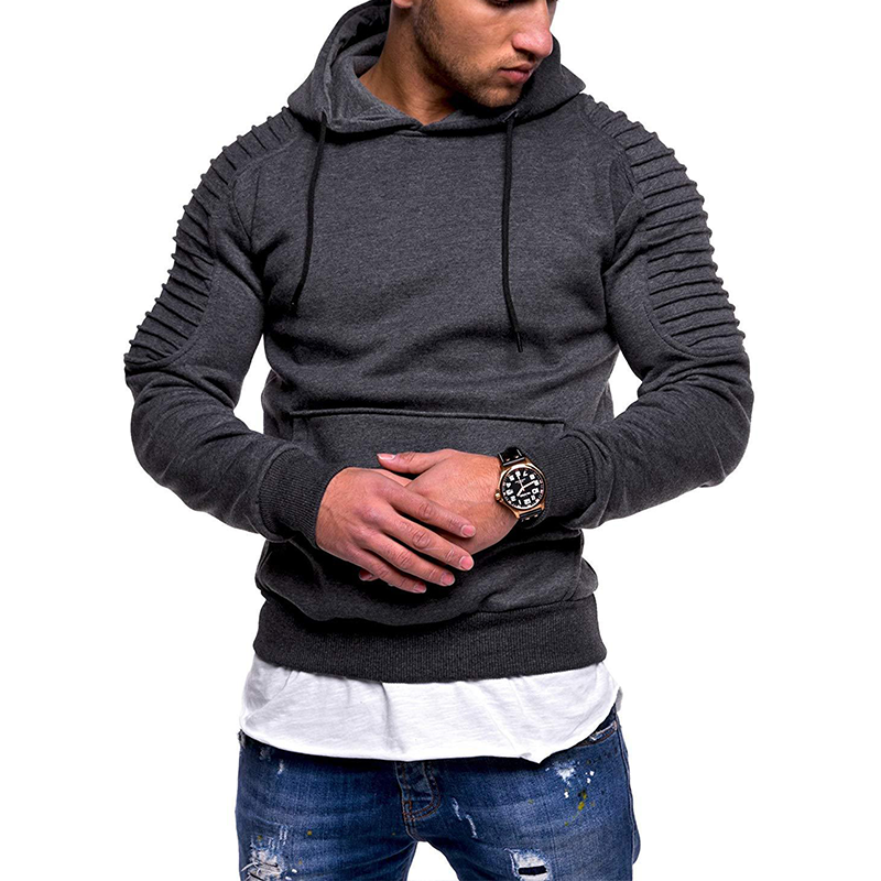 Men’s Hooded Sweatshirt - Fitted Design - Ribbed Shoulder Detail - Soft Cotton Blend