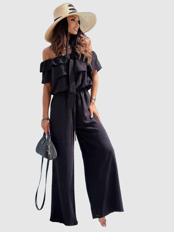 Gabriela - off-shoulder elastic waist casual jumpsuit