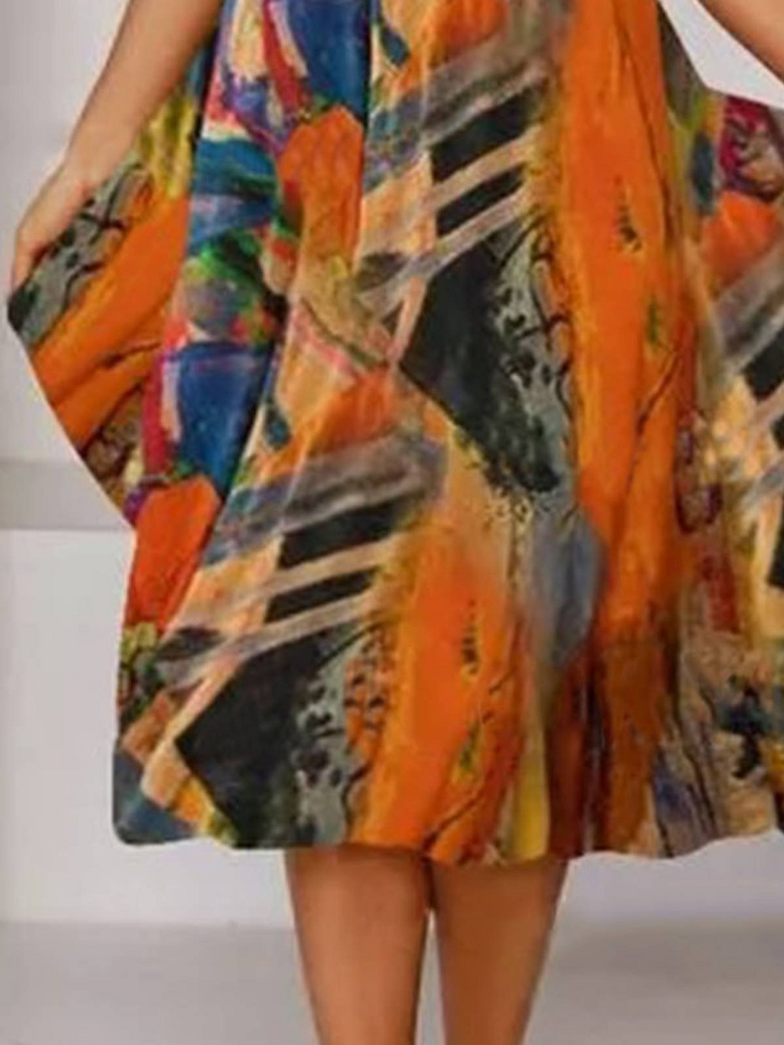 Lily - casual tropical print v neck short sleeves dress