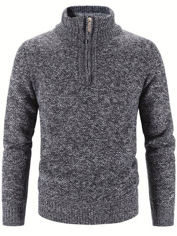 Men's half zip sweater with ribbed cuffs