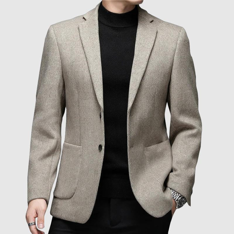 Men's Blazer - Tailored Fit - Wool Blend - Notch Lapel - Two-Button Closure