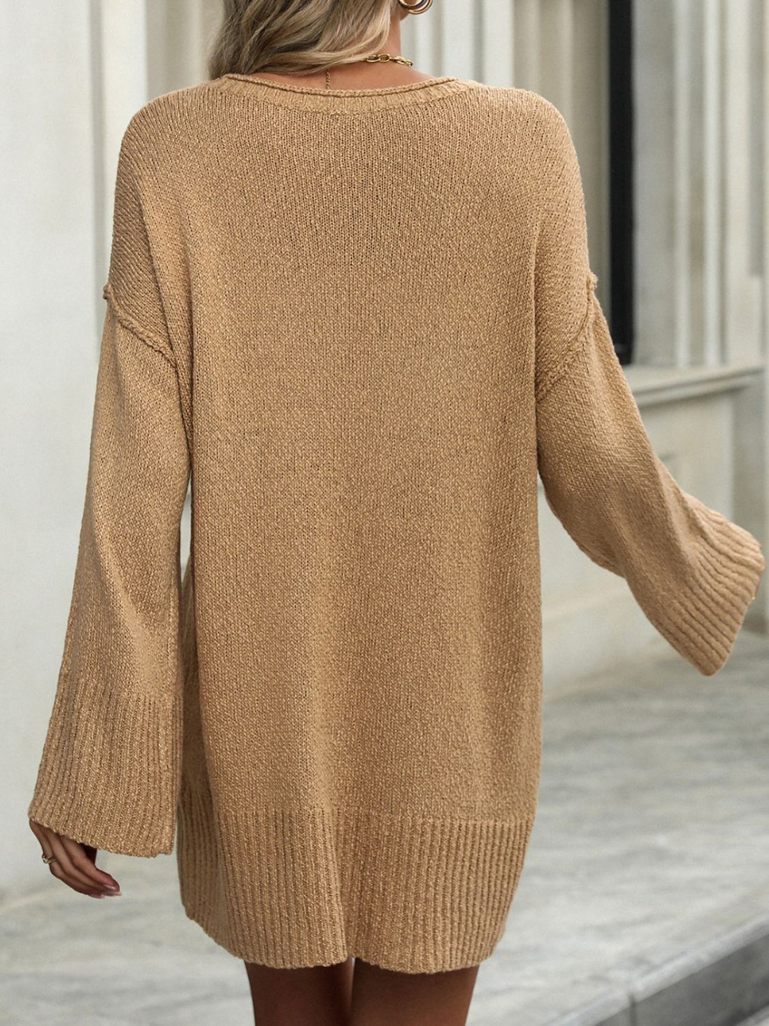 Mila - round neck dropped shoulder sweater dress