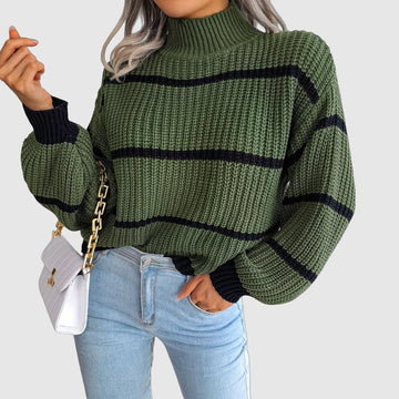 Women's casual striped knit sweater