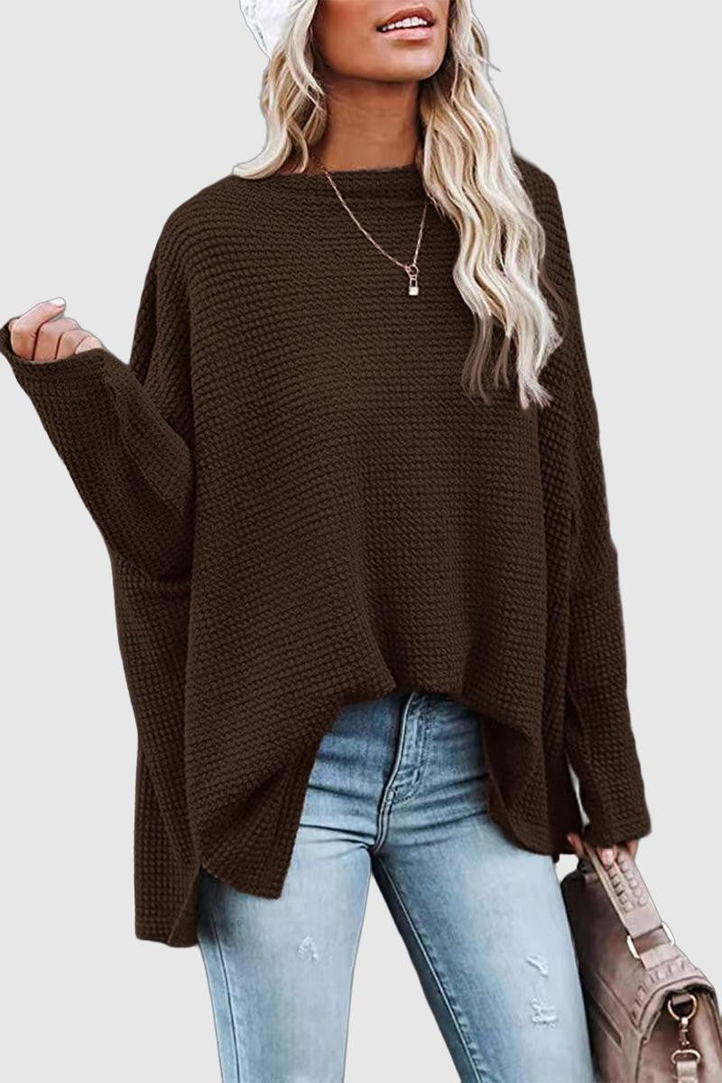 Juliette - casual off-shoulder waffle knitted oversized top